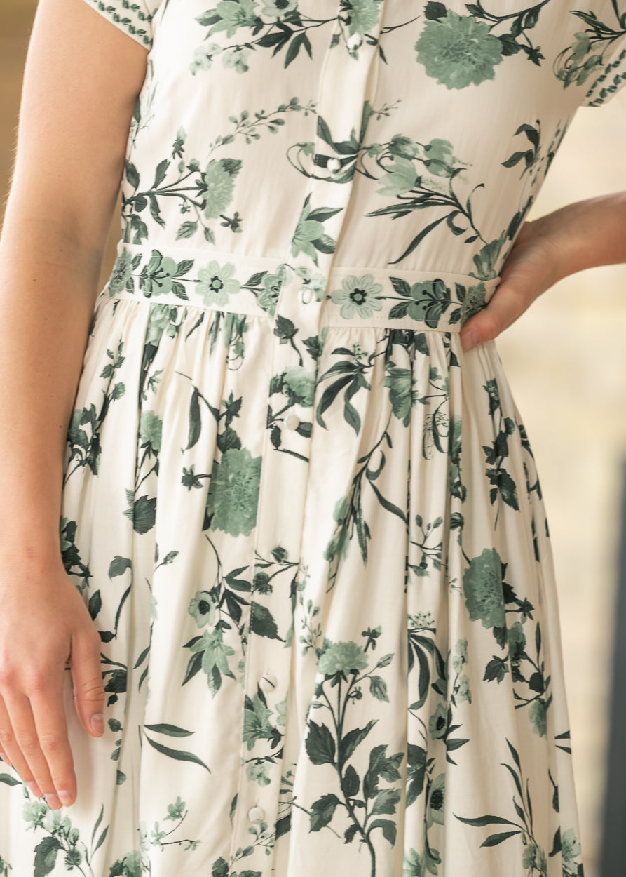 Green Floral Button Up Dress