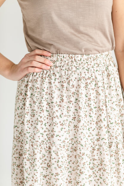 Harlow Floral Tiered Midi Skirt