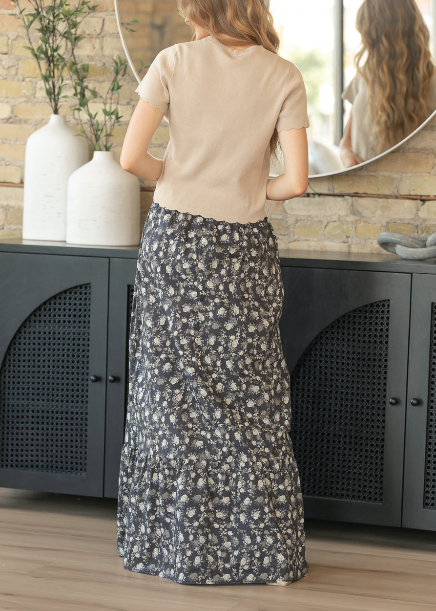 Havyn Dusty Purple Floral Lined Maxi Skirt
