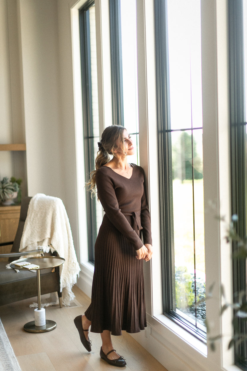 Hearth Chocolate Sweater Midi Dress