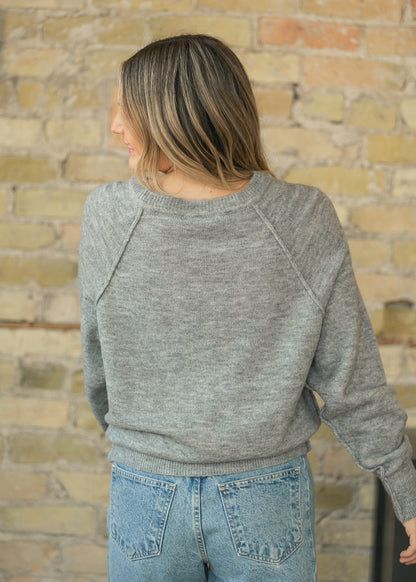 Heather Gray Henley Soft Knit Sweater