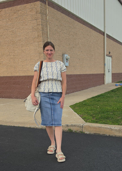Frankie Medium Wash Denim Midi Skirt