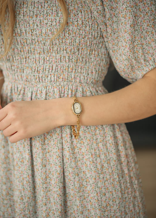 Delicate Gold Link Bracelet Watch
