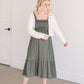 Empire Waist Smocked Olive Midi Dress Dresses