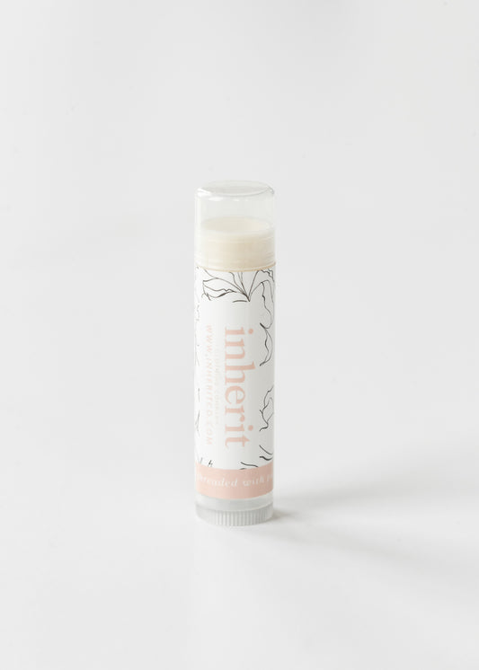 Front view of Inherit tropical smoothie flavored lip balm