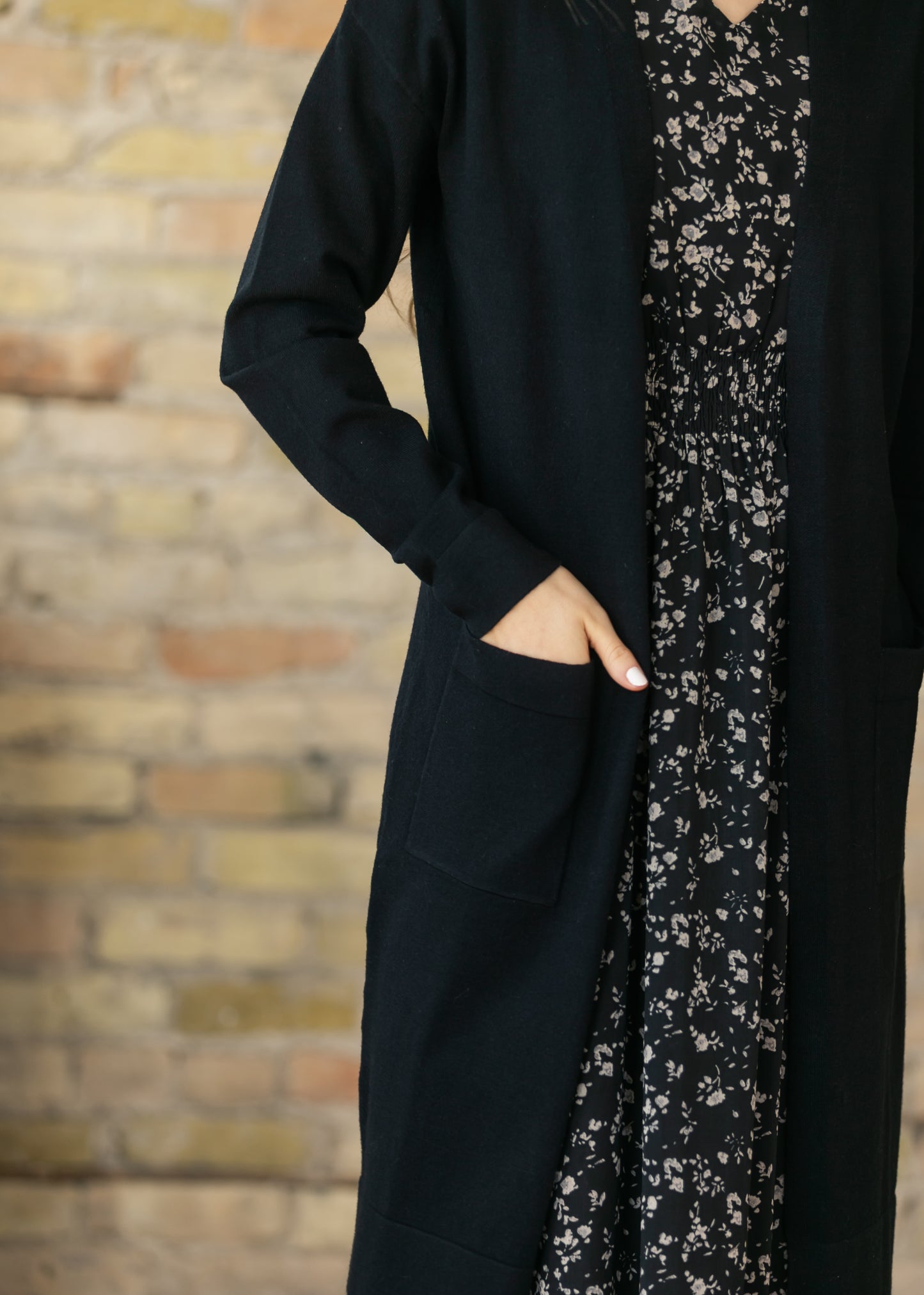 Essential Black Long + Soft Cardigan