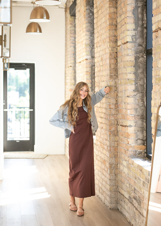 Jane Burgundy T-Shirt Maxi Dress