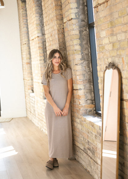 Jane Brown Stripe T-Shirt Maxi Dress