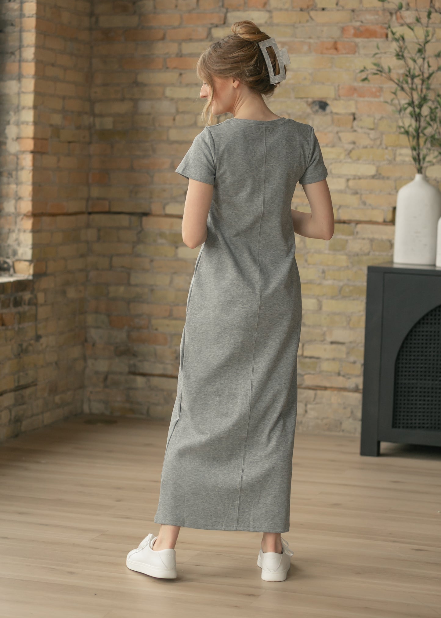 Jane Heather Gray T-Shirt Maxi Dress