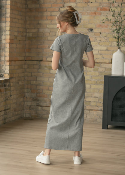 Jane Heather Gray T-Shirt Maxi Dress