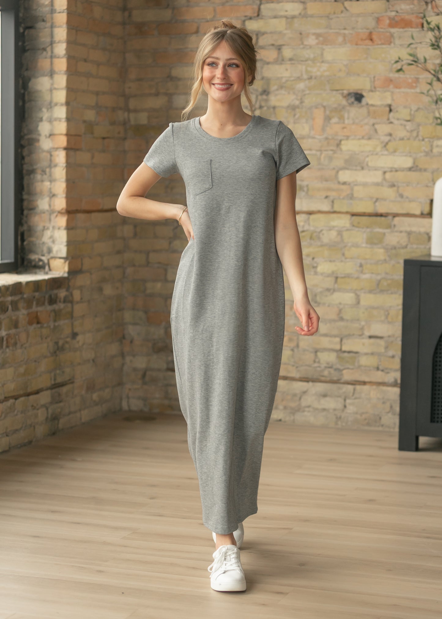 Jane Heather Gray T-Shirt Maxi Dress