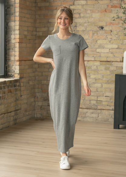 Jane Heather Gray T-Shirt Maxi Dress