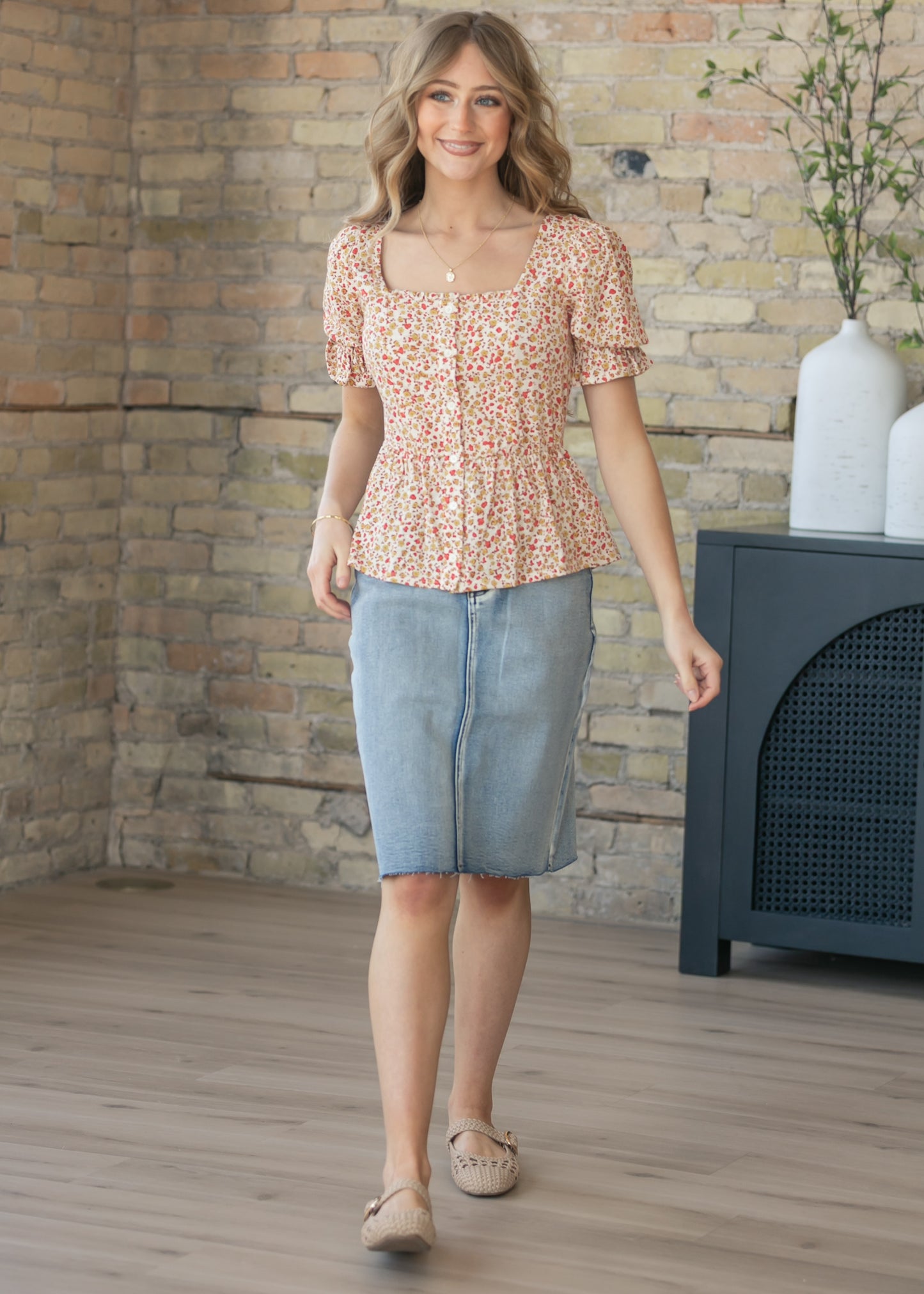 LIVERPOOL® Half Sleeve Square Neck Top