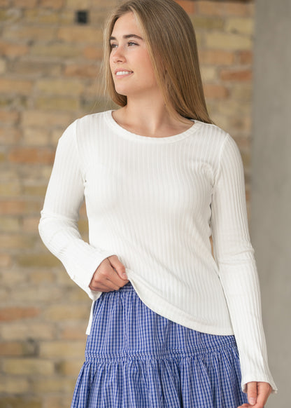 LIVERPOOL® Snow Long Sleeve Scoop Neck Knit Top