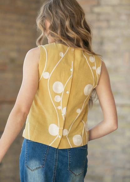 LIVERPOOL® Sleeveless Button Back Woven Top