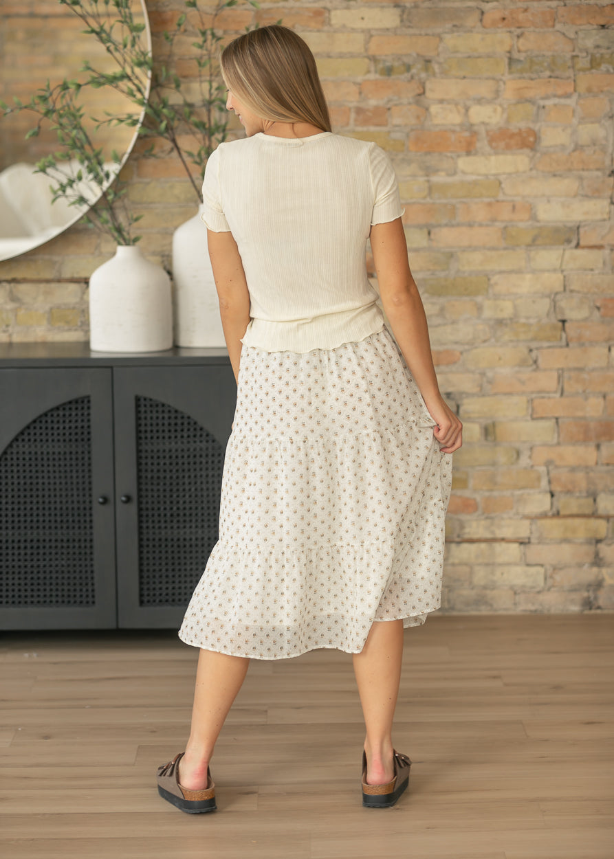 Harlow Tiered Vintage Floral Midi Skirt