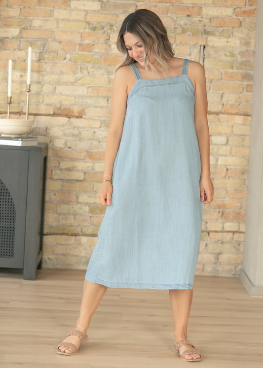 Light Wash Lightweight Tencel Tank Maxi Dress