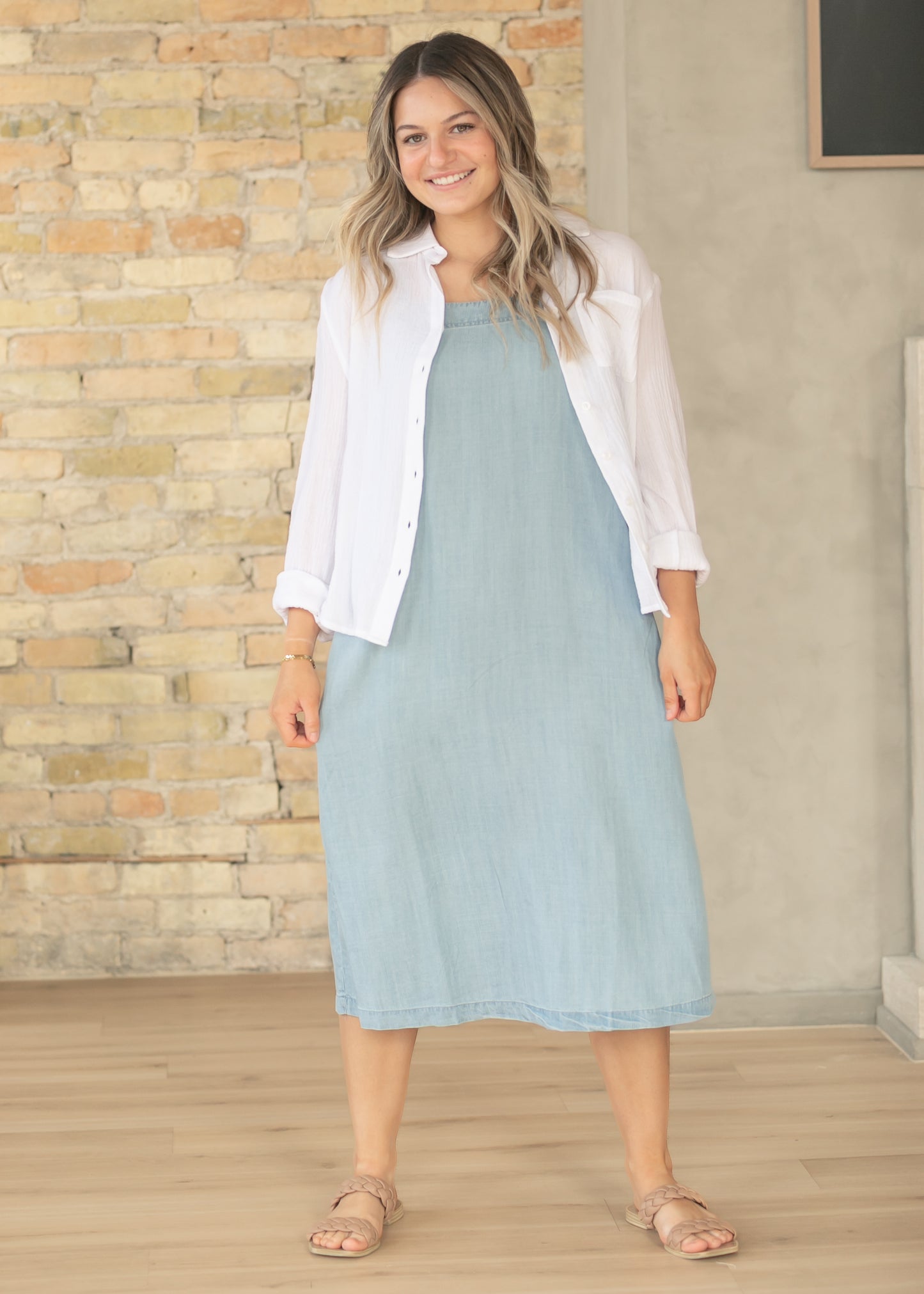 Light Wash Lightweight Tencel Tank Maxi Dress