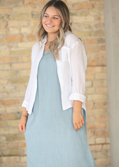 Light Wash Lightweight Tencel Tank Maxi Dress