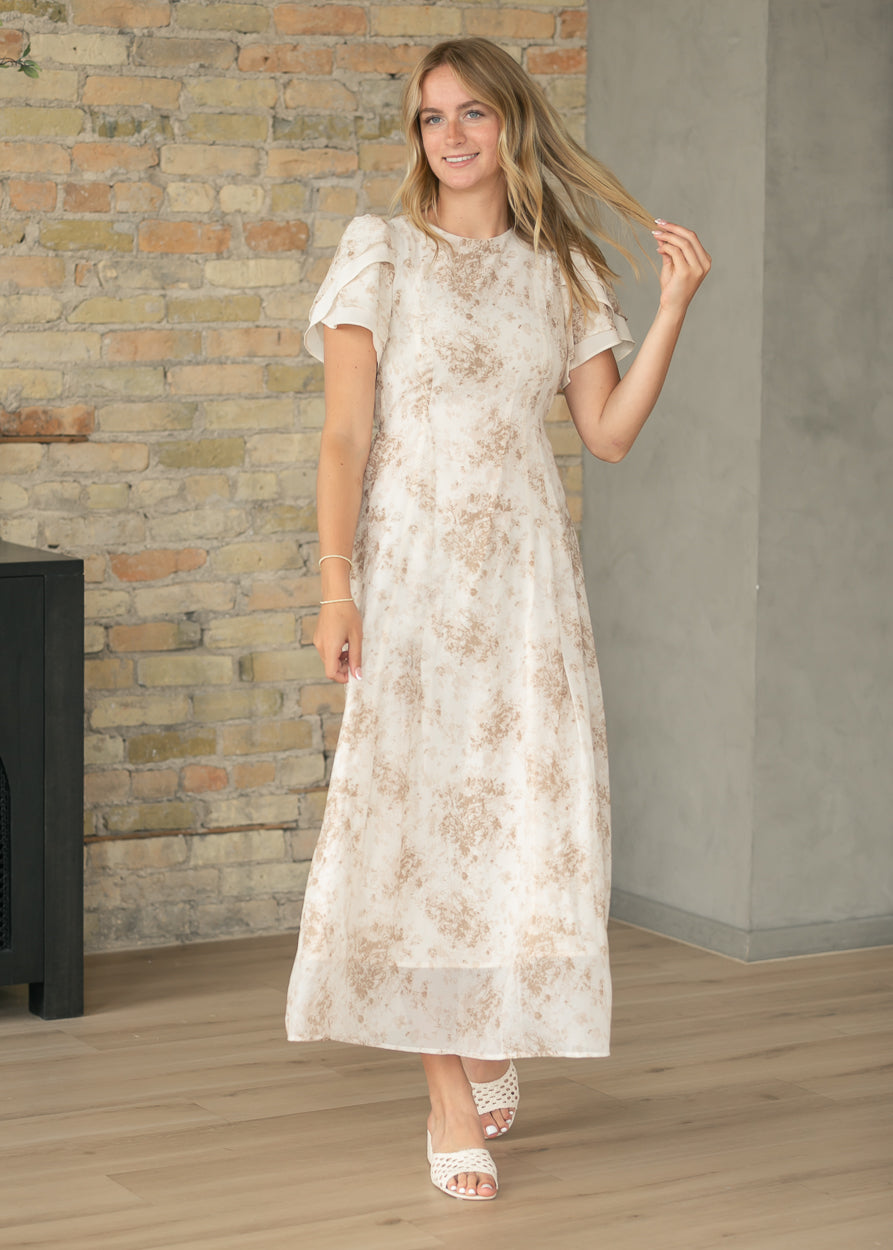 Maren Brown Floral Straight Maxi Dress