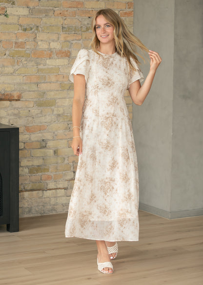 Maren Brown Floral Straight Maxi Dress