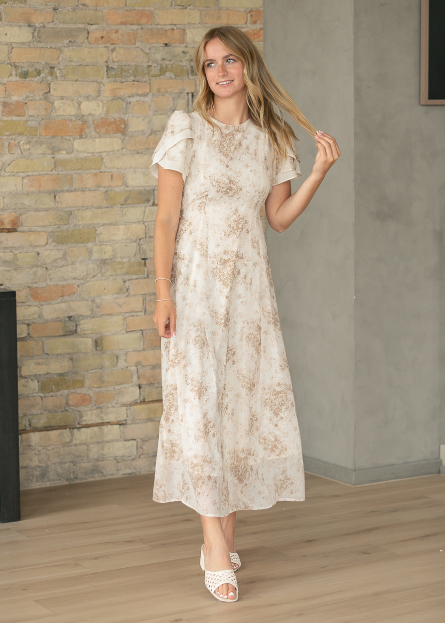 Maren Brown Floral Straight Maxi Dress