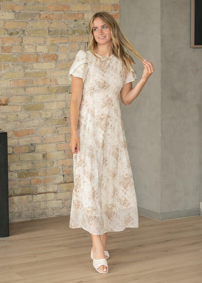 Maren Brown Floral Straight Maxi Dress