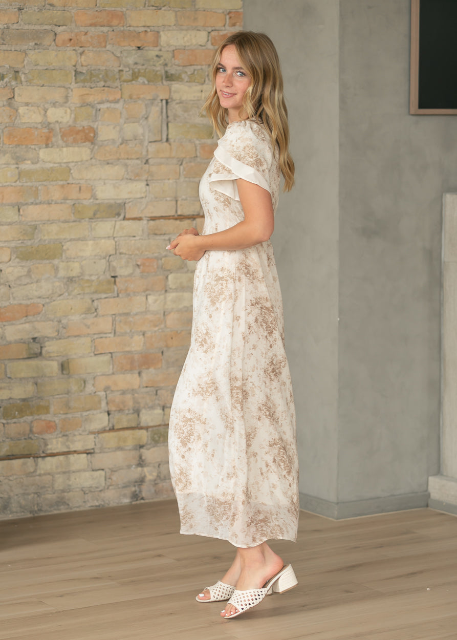 Maren Brown Floral Straight Maxi Dress