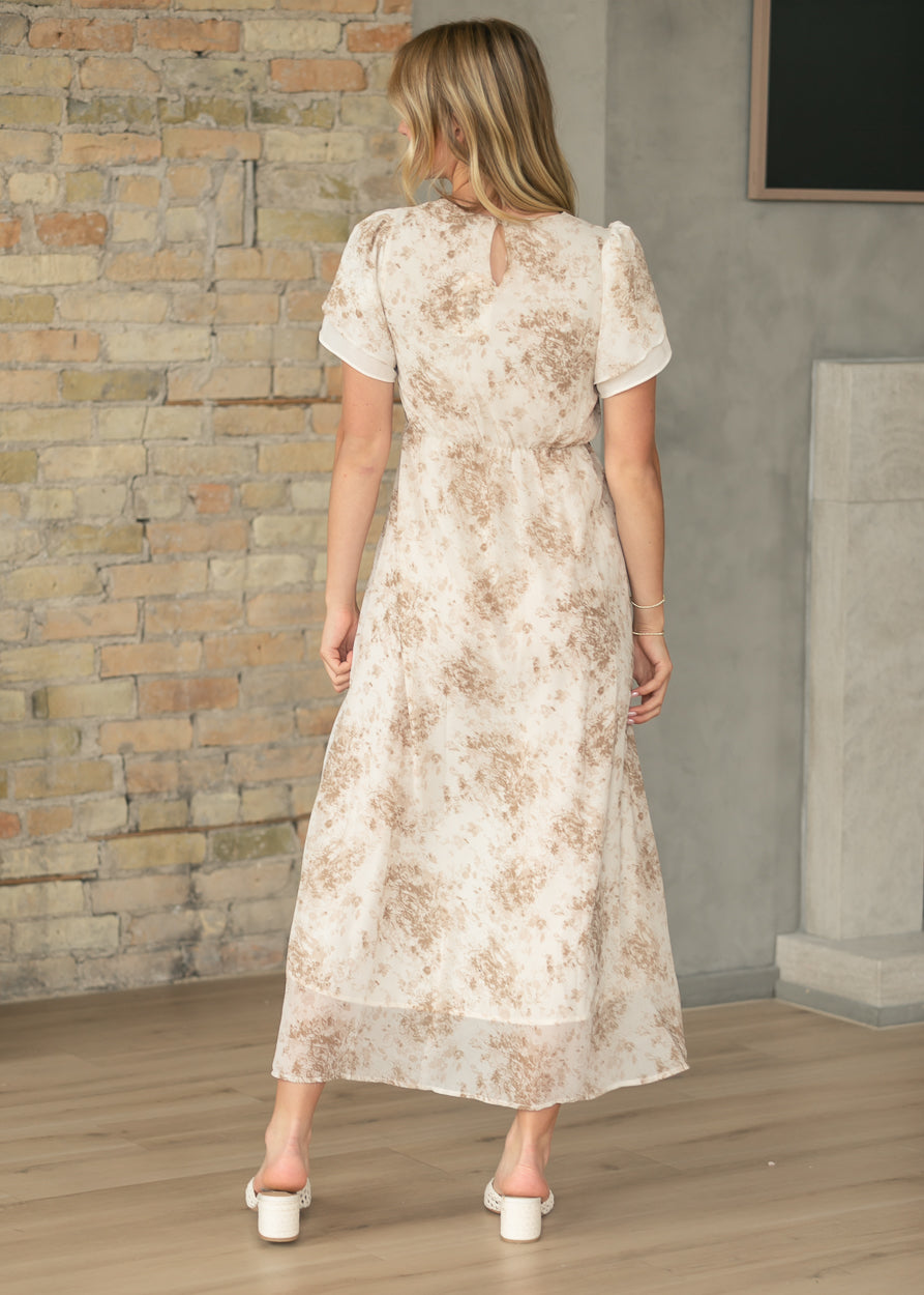 Maren Brown Floral Straight Maxi Dress