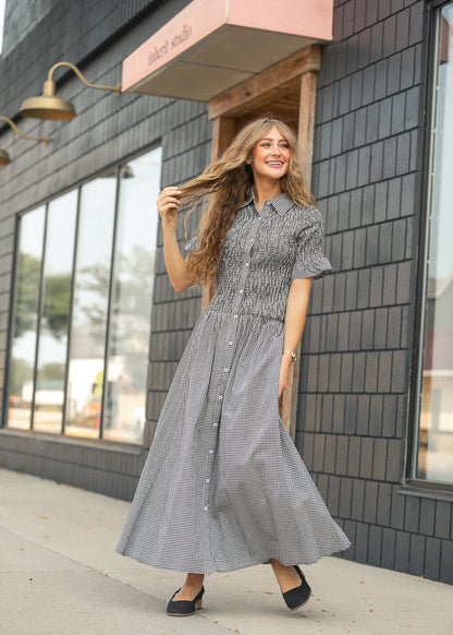 Margaret Button Front Midi Dress