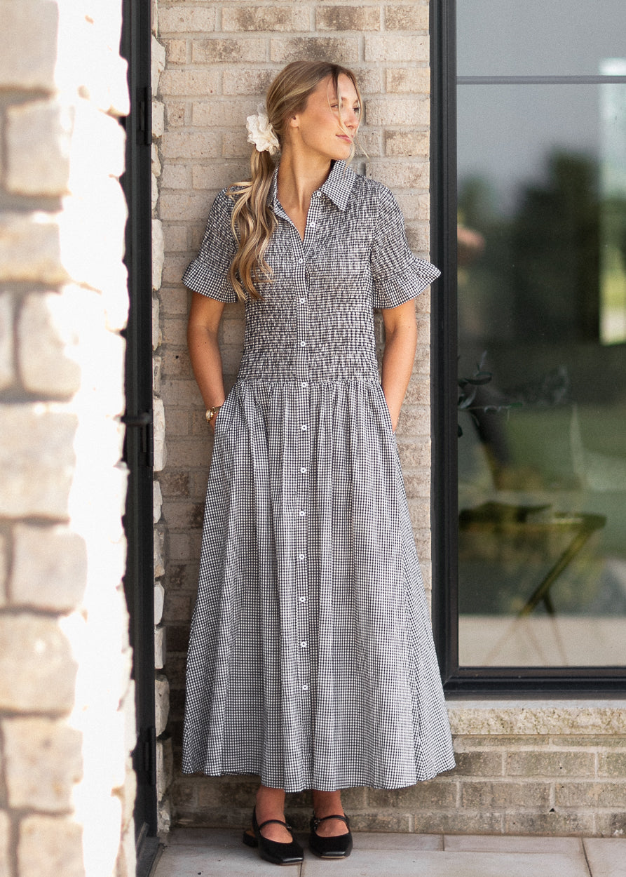 Margaret Button Front Midi Dress