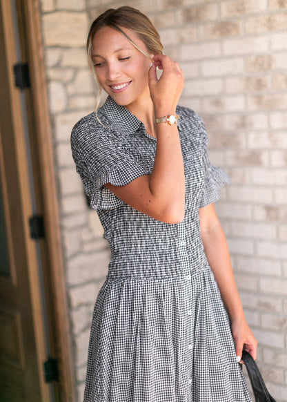 Margaret Button Front Midi Dress