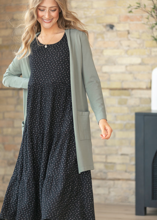Cally Olive Open Front Cardigan