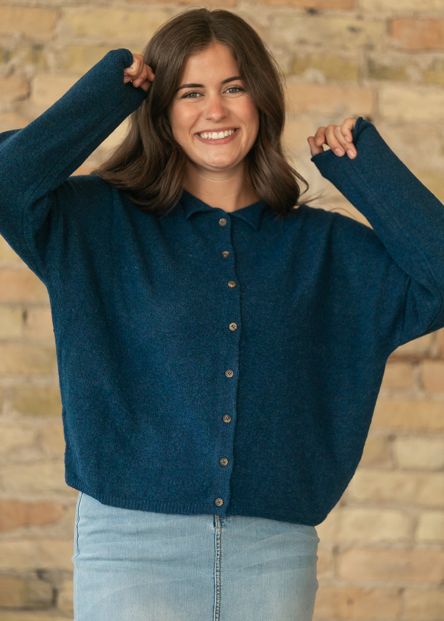 Midnight Collared Button Front Cardigan