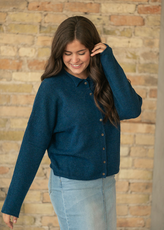 Midnight Collared Button Front Cardigan