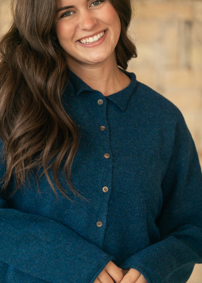 Midnight Collared Button Front Cardigan