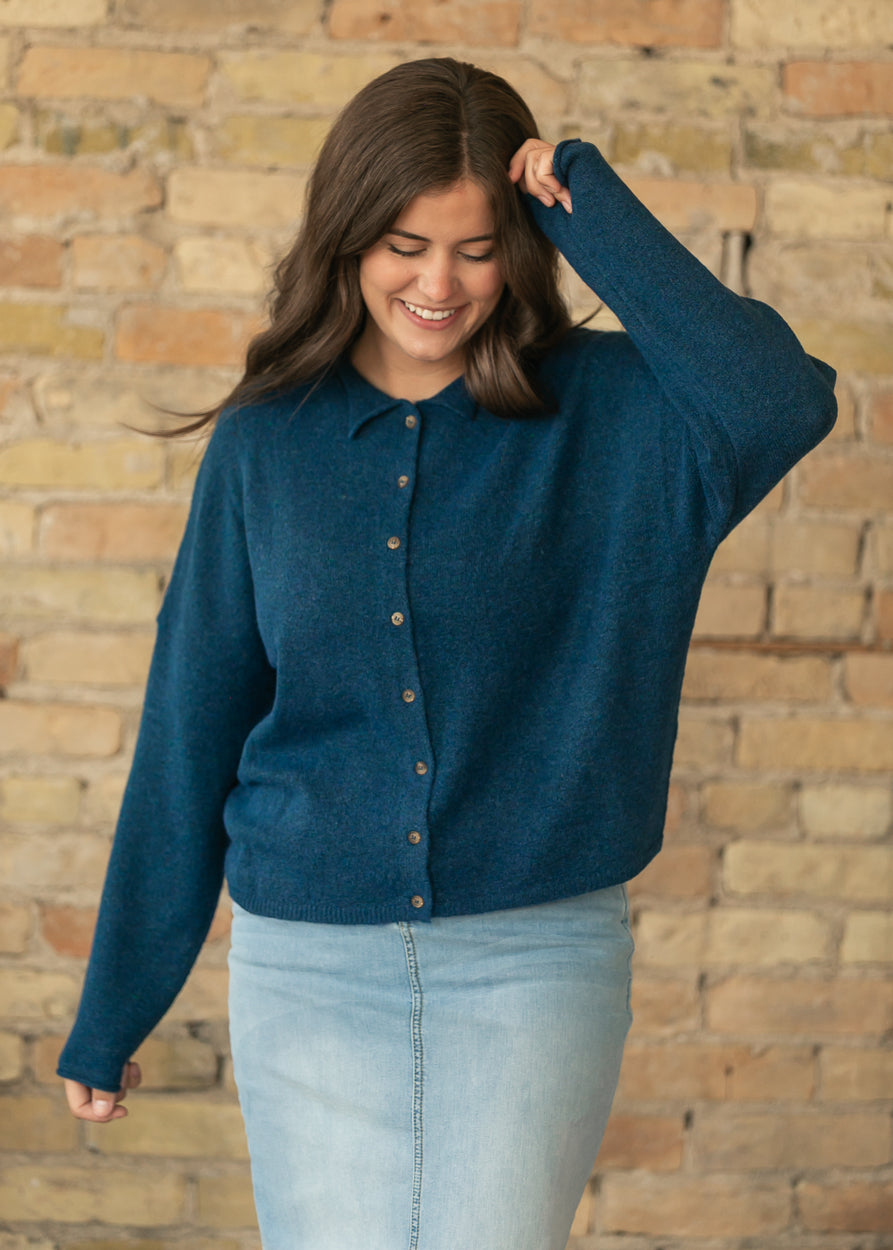 Midnight Collared Button Front Cardigan