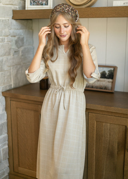 Monica Taupe Windowpane Dress