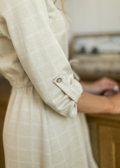 Monica Taupe Windowpane Dress