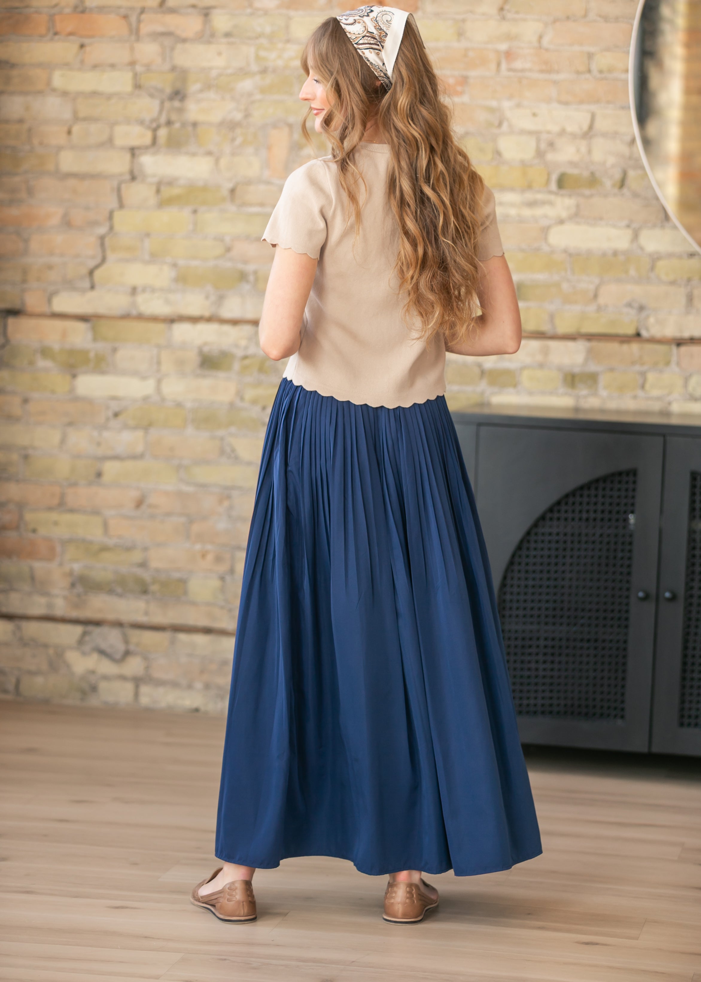 Navy Pleated A-Line Maxi Skirt - FINAL SALE – Inherit Co.