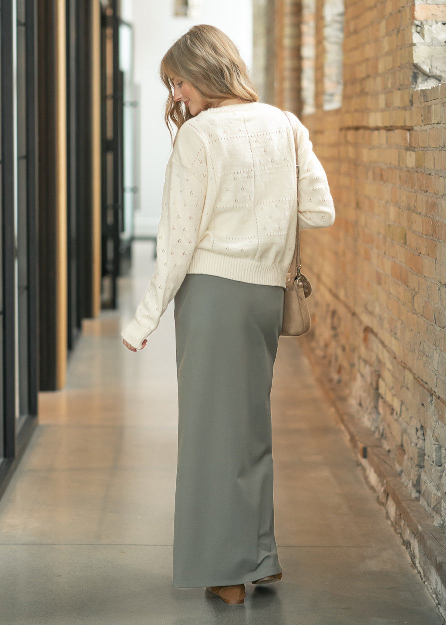 Quinn Olive Knit Maxi Skirt