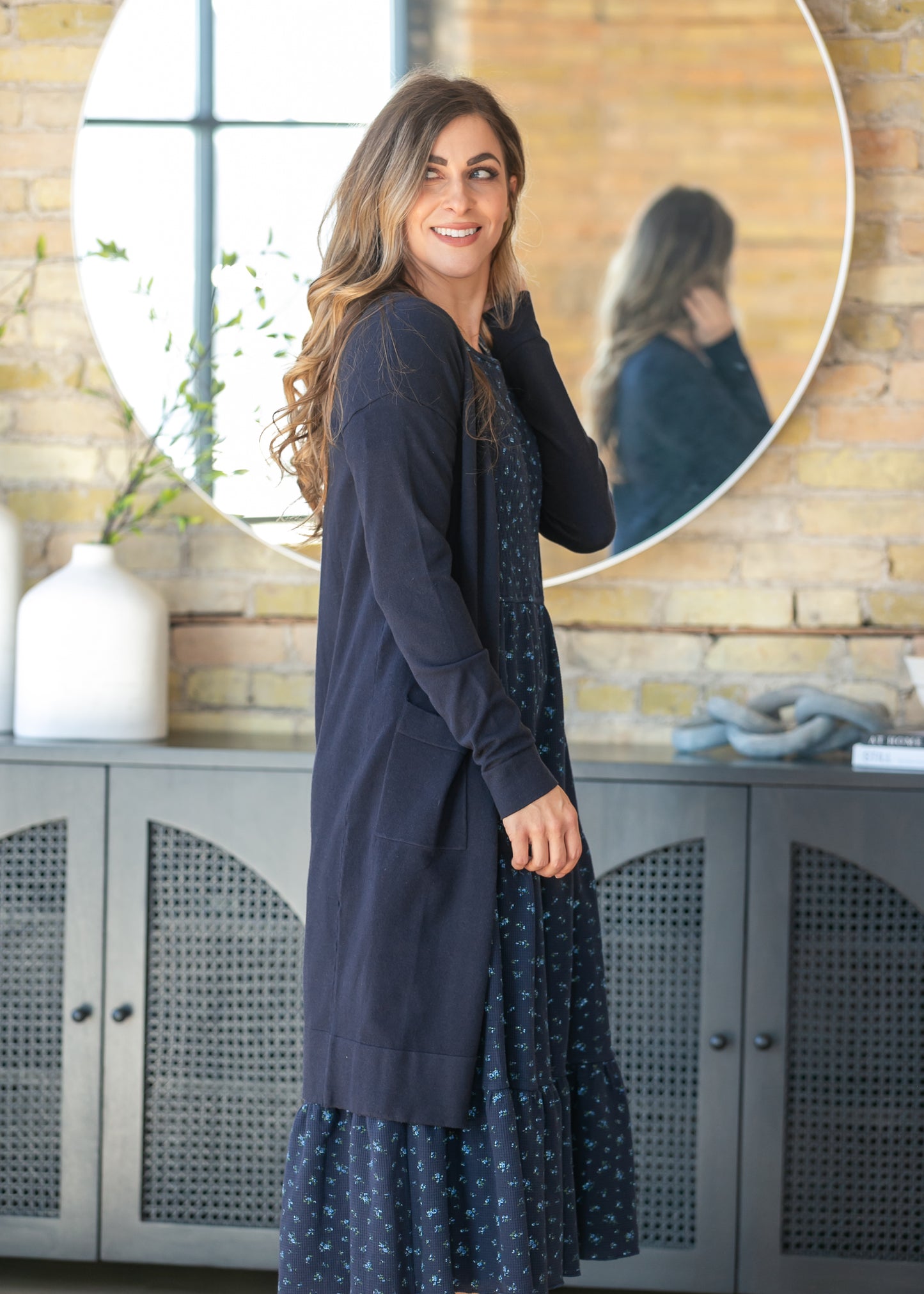 Essential Navy Long + Soft Cardigan