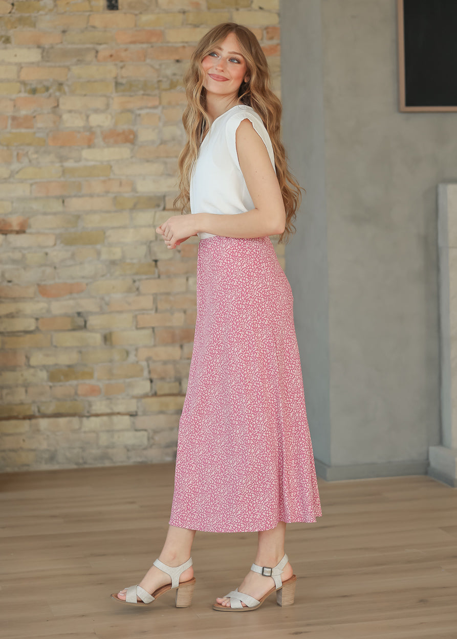 Pink June Floral Print Maxi Skirt