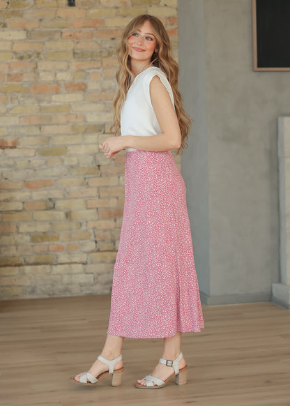 Pink June Floral Print Maxi Skirt