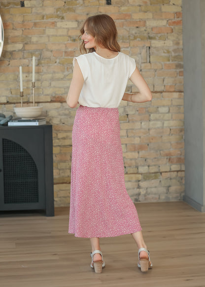 Pink June Floral Print Maxi Skirt