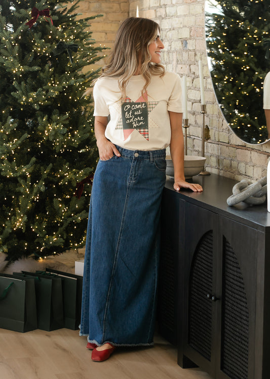 Elisha Medium Wash Maxi Denim Skirt