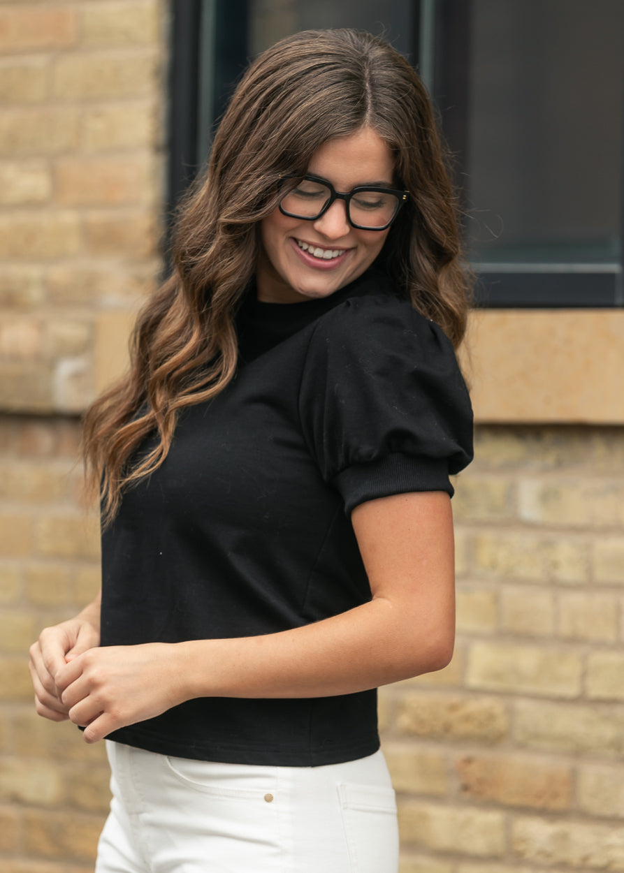 Raleigh Black Puff Sleeve Sweatshirt Tee