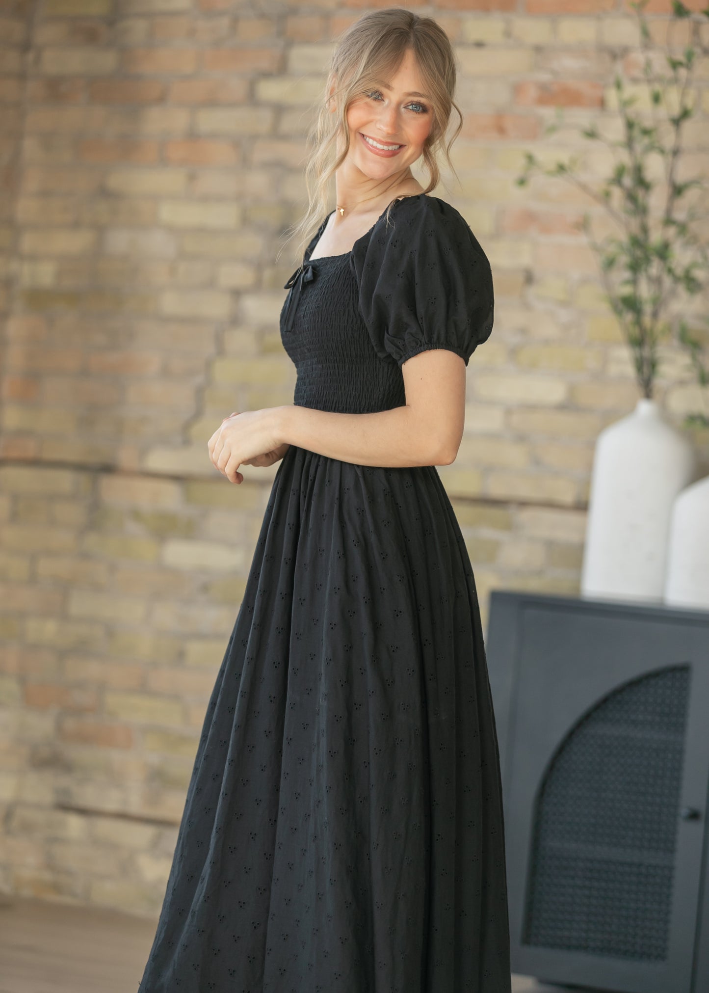 Rayna Black Eyelet Maxi Dress