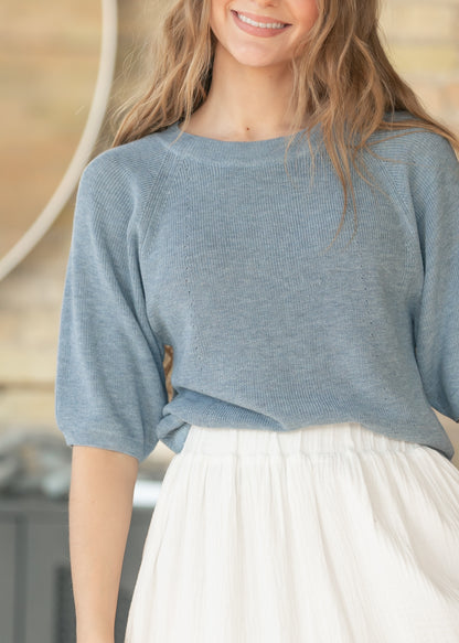 Ribbed Knit Boxy Tee