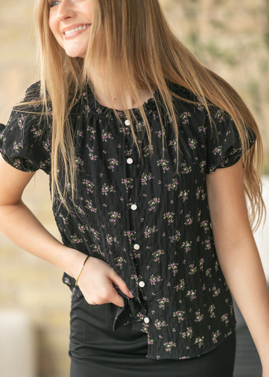 Romantic Floral Ruffle Top